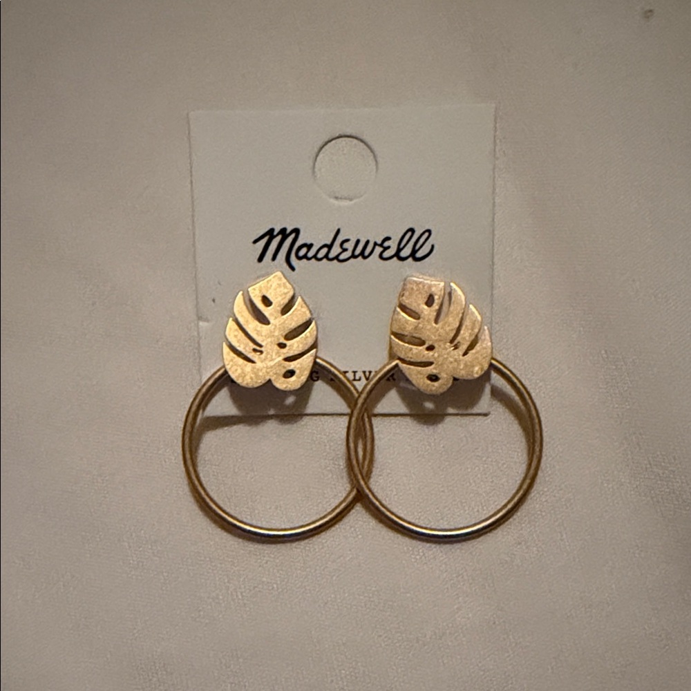 Madewell Gold Monstera Hoop Earrings